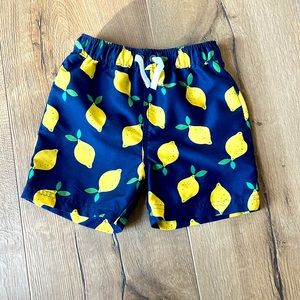 Boys toddler 3T Hanna Anderson lemon swim shorts swim trunks